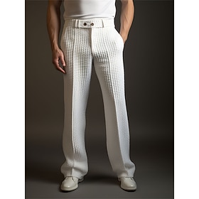 Per uomo pantaloni della tuta Pantaloni Pantaloni da completo Pantaloni a nido d'ape Pulsante Tasca frontale Gamba dritta Liscio Comfort Attività commerciale G