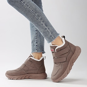 Women's Sneakers Boots Snow Boots Winter Boots Outdoor Daily Color Block Fleece Lined Winter Lace-up Platform Round Toe Sporty Plush Casual Walking Elastic Fab