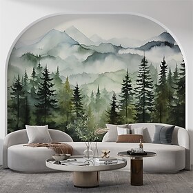 Landscape Marble Wallpaper Mural Art Deco Mountains Forest Wall Covering Sticker Peel and Stick Removable PVC/Vinyl Material Self Adhesive/Adhesive Required Wa