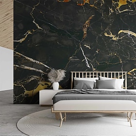 Abstract Marble Wallpaper Mural Art Deco Black Gold Marble Wall Covering Sticker Peel and Stick Removable PVC/Vinyl Material Self Adhesive/Adhesive Required Wa