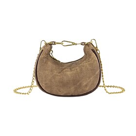 Women's Crossbody Bag Hobo Bag PU Leather Party Daily Chain Large Capacity Anti-Dust Solid Color Black Blue Brown
