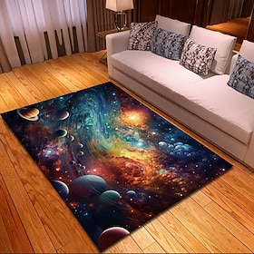 Tapis à lumière noire, réactif aux UV, brille dans le noir, tapis de cuisine, antidérapant, résistant à l'huile, tapis de sol trippy galaxy, tapis de salon, in