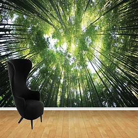 Landscape Wallpaper Mural Art Deco Forest Trees Wall Covering Sticker Peel and Stick Removable PVC/Vinyl Material Self Adhesive/Adhesive Required Wall Decor fo