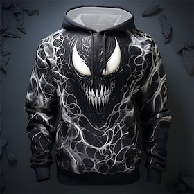 Graphic Devil Men's Fashion 3D Print Hoodie Sports Outdoor Holiday Vacation Hoodies Black Grey Black Long Sleeve Hooded Print Front Pocket