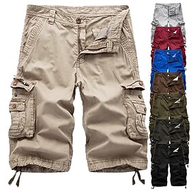 Men's Cargo Shorts Bermuda shorts Work Shorts Hiking Shorts Leg Drawstring Multi Pocket 6 Pocket Plain Knee Length Sports Outdoor Going out Cotton Streetwear C