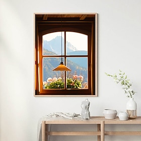 Landscape Wall Art Canvas Window View Prints and Posters Pictures Decorative Fabric Painting For Living Room Pictures No Frame