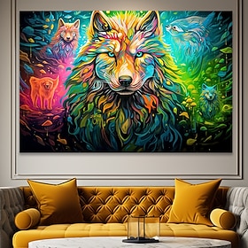 Animals Wall Art Canvas Colorful Wolf Prints and Posters Pictures Decorative Fabric Painting For Living Room Pictures No Frame