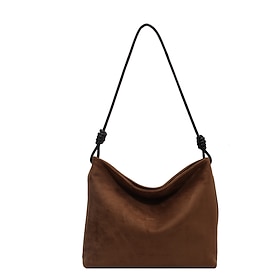 Women's Shoulder Bag Suede PU Leather Daily Holiday Solid Color Black Brown Khaki