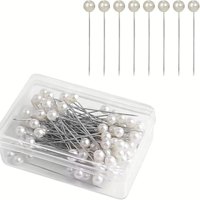 100pcs White Round Pearl Headed Pins Straight Head Pins Dressmaking Dressmaker Pins Corsage Florists Sewing Pin For Wedding Flowers Buttonholes Corsages Bridal