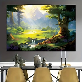 Landscape Wall Art Canvas Fantasy Forest Prints and Posters Pictures Decorative Fabric Painting For Living Room Pictures No Frame