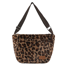 Women's Crossbody Bag Shoulder Bag Fluffy Bag Faux Fur Daily Zipper Large Capacity Foldable Lightweight Patchwork Orange Brown Green