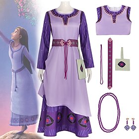 Wish Princess Asha Dress Cosplay Costume Outfits Cute Movie Cosplay for Women's Girls' Kid's Adults' Carnival Children's Day New Year