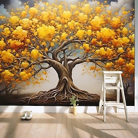 Plants Wallpaper Mural Tree of Life Wall Covering Sticker Peel and Stick Removable PVC/Vinyl Material Self Adhesive/Adhesive Required Wall Decor for Living Roo