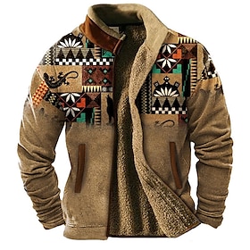 Jacke Mit Indianischem Muster Für Herren, Grafischer Kapuzenpullover, Cowboy, Täglich, Lässig, Western-Azteken-Sweatshirt Mit 3D-Druck, Rei