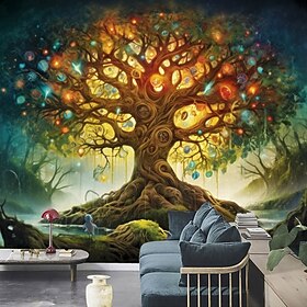 Plants Wallpaper Mural Tree of Life Wall Covering Sticker Peel and Stick Removable PVC/Vinyl Material Self Adhesive/Adhesive Required Wall Decor for Living Roo