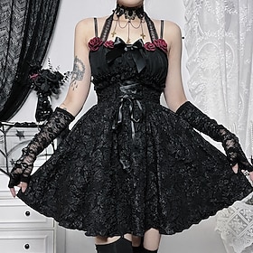 Retro Vintage Punk Gothic Dress A Line Dress Goth Girl Women's Cosplay Costume Masquerade Party Dress