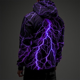 Graphic Lightening Men's Fashion 3D Print Hoodie Sports Outdoor Holiday Vacation Hoodies Red Blue Long Sleeve Hooded Print Front Pocket Spr