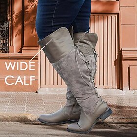 Women's Boots Wide Calf Boots Suede Shoes Plus Size Outdoor Daily Over The Knee Boots Knee High Boots Thigh High Boots Flat Heel Round Toe Elegant Vacation Vin