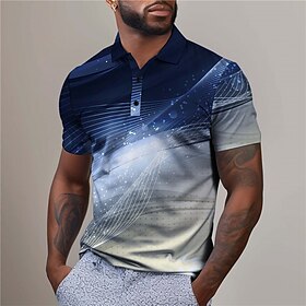 Géométrie Linéaire Homme Entreprise Imprimer 3D Polo De Golf Extérieur Usage Quotidien Vêtement De Rue Polyester Manche Courte Col Rabattu