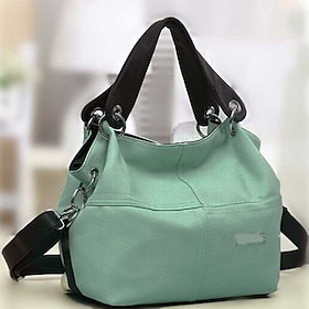 Women's Casual Canvas Handbag with Leather Straps  Versatile Large-Capacity Shoulder Bag for Everyday Use