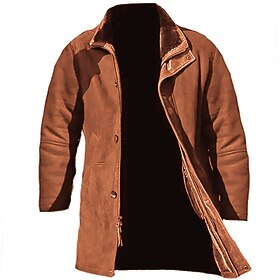 Men's Lightweight Jacket Suede Jacket Outdoor Daily Wear Windproof Fall Plain Fashion Streetwear Lapel Regular Black Brown Dark Blue Jacket