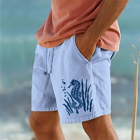 Men's Shorts Summer Shorts Beach Shorts Print Drawstring Elastic Waist Animal Ocean Comfort Breathable Short Outdoor Holiday Going out Cotton Blend Hawaiian Ca