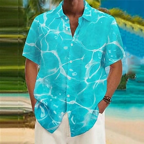 Men's Waves Crack Shirt Summer Hawaiian Shirt Aloha Shirt Short Sleeve Shirt Turndown Artistic Abstract Outdoor Street Casual Daily Black White Yellow S M L
