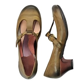 Women's Heels Pumps Oxfords Brogue Plus Size Ankle Strap Heels Party Outdoor Daily Color Block Kitten Heel Cone Heel Round Toe Elegant Vintage Fashion Faux Lea