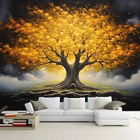 Plants Wallpaper Mural Tree of Life Wall Covering Sticker Peel and Stick Removable PVC/Vinyl Material Self Adhesive/Adhesive Required Wall Decor for Living Roo