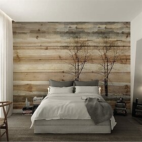 Wood Grain Wallpaper Mural Art Deco Rustic Wood Wall Covering Sticker Peel and Stick Removable PVC/Vinyl Material Self Adhesive/Adhesive Required Wall Decor fo
