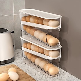 2-lags eggholder for kjøleskap, automatisk rullende eggoppbevaringsstativ, kjøleskapsoppbevaringsorgan for kjøkken, sidedør eggeboks for kjøleskap, kjøkken, hu