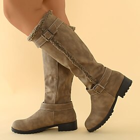 Women's Boots Platform Boots Snow Boots Waterproof Boots Outdoor Daily Fleece Lined Knee High Boots Flat Heel Round Toe Plush Casual Comfort Walking Suede Loaf