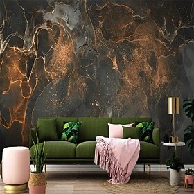 Abstract Marble Wallpaper Mural Gray Orange Marble Wall Covering Sticker Peel and Stick Removable PVC/Vinyl Material Self Adhesive/Adhesive Required Wall Decor
