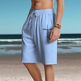 Men's Shorts Summer Shorts Beach Shorts Print Drawstring Elastic Waist Cross Comfort Breathable Short Outdoor Holiday Going out Cotton Blend Hawaiian Casual Bl