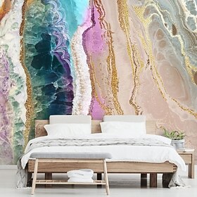 Landscape Wallpaper Mural Rock Pool Beach Wall Covering Sticker Peel and Stick Removable PVC/Vinyl Material Self Adhesive/Adhesive Required Wall Decor for Livi