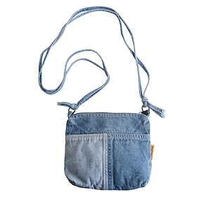 Vintage Denim Crossbody Bag  Casual Lightweight Shoulder Purse for Women, Trendy Everyday Messenger Bag