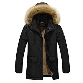 Men's Winter Coat Winter Jacket Puffer Jacket Quilted Jacket Pocket Full Zip Daily Holiday Weekend Long Casual Daily Minimalism Windbreaker Windproof Warm Wint