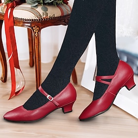 Women's Heels Pumps Slip-Ons Mary Jane Vintage Shoes Comfort Shoes Party Outdoor Daily Kitten Heel Round Toe Elegant Vintage Fashion Leather Cowhide Buckle Ank