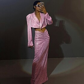Retro Vintage Y2K Hot Pink Outfits Skirt Suits Women's Cosplay Costume Masquerade Party Skirts
