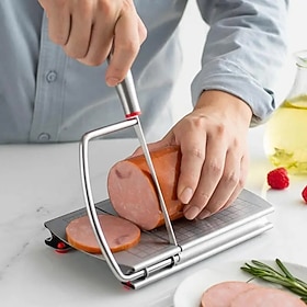 Home Kitchen Tools Stainless Steel Cheese Slicer Wire Cutter With Scale Measuring Board Nonslip Base Cheese Butter Cake Ham Cut Stainless Steel Cheese Slicer W