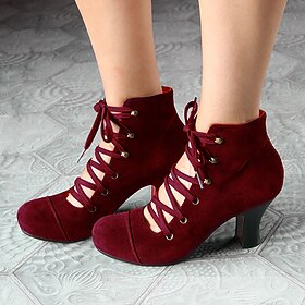 Women's Vintage Lace-Up Ankle Boots – Retro Suede High Heel Victorian Booties for Parties, Weddings, or Cosplay