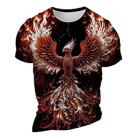 Halloween Men's Graphic Animal Phoenix T Shirt Short Sleeve T shirt 3D Print Crew Neck Shirt Daily Designer Retro Vintage Sports Outdoor Holiday Going out Yell