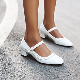 Retro Vintage 1950s Roaring 20s Shoes Mary Jane Shoes Chunky Heels Buckle Solid Color Women's Casual Daily Bachelorette Party Adults' Shoes Spring Fall