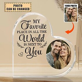 Photo Personalized Acrylic Heart Plaque - Valentine's Day Gift - Anniversary Gift For Couple - Gift For Him Gift For Her My Favorite Place Couple 1010cm(3.93.9