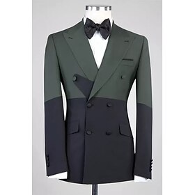 Ternos de baile de casamento masculinos, azul royal, vermelho, patchwork, colorblock, 2 peças, negócios diários, plus size, trespassado duplo, seis botões, 202
