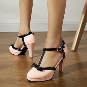 Retro Vintage 1950s Roaring 20s Shoes Chunky Heels The Great Gatsby Wedding Guest Buckle Color Block Women's Performance Event / Party Date Adults' Shoes Sprin