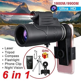 Day and night dual-use monocular high-definition binoculars can be connected to the cell phone laser infrared night vision with lights binoculars