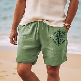 Men's Shorts Summer Shorts Beach Shorts Print Drawstring Elastic Waist Astrolabe Comfort Breathable Short Outdoor Holiday Going out Cotton Blend Hawaiian Casua