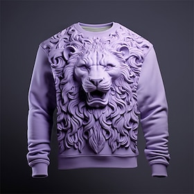 Graphic Animal Homme Mode 3D Effet Sweat à Capuche Vacances Sortie Vêtement De Rue Sweats Bleu Violet Manche Longue Col Ras Du Cou Imprimer