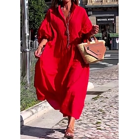 Dames Standaard Jurken vakantie jurk Vakantie Formeel Casual / Dagelijks Rood S M L kopen?